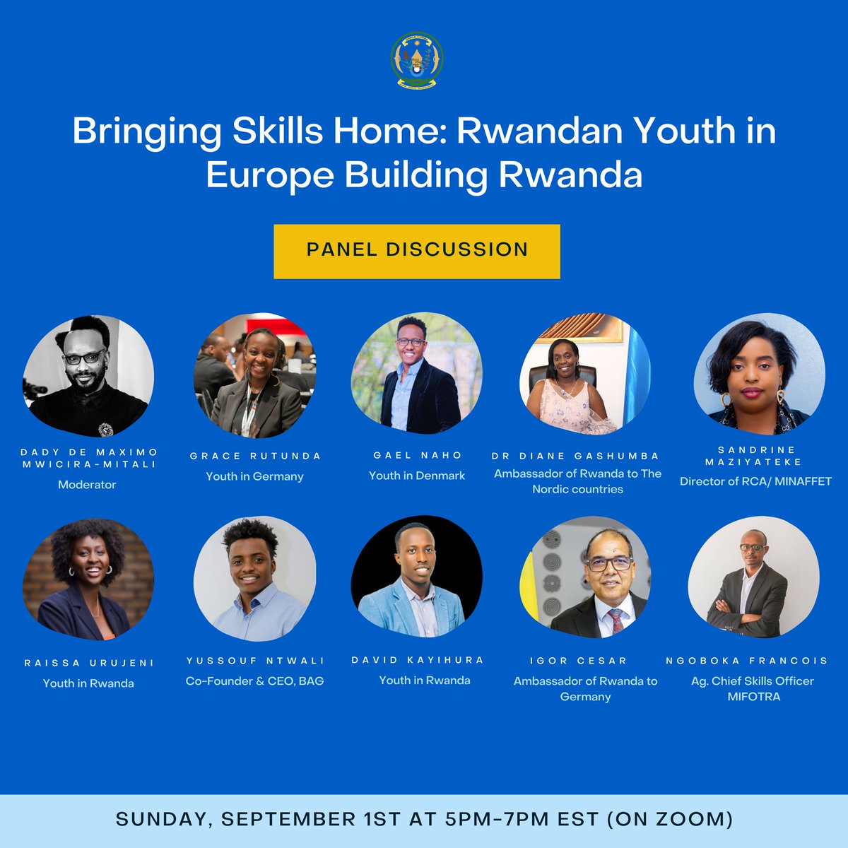 Join us to explore how the Rwandan Community in Europe can support Rwanda’s NST2 goals. Hear from the youth, the Skills Office, and MINAFFET about opportunities to contribute to the nation’s growth and share your insights. <a href="/RwandaMFA/">Ministry of Foreign Affairs & Int'l Cooperation</a> <a href="/SkillsRwanda/">Skills Rwanda</a> <a href="/DianeGashumba/">Dr Diane GASHUMBA</a> <a href="/Suwimbabazi_M/">Sandrine Uwimbabazi Maziyateke</a>