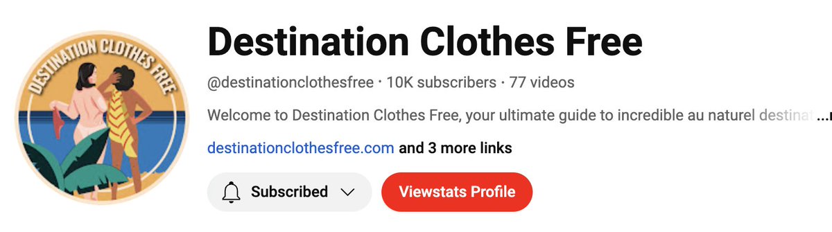 We reached 10K subscribers on YouTube 🥳🥳
Thanks a lot, everyone! New guides about clothes-free places around the world every other week!  
<a href="/destinosinropa/">Destino Sin Ropa</a> 
<a href="/nakedwanderings/">Naked Wanderings</a>
<a href="/DestClothesFree/">Destination Clothes Free</a>