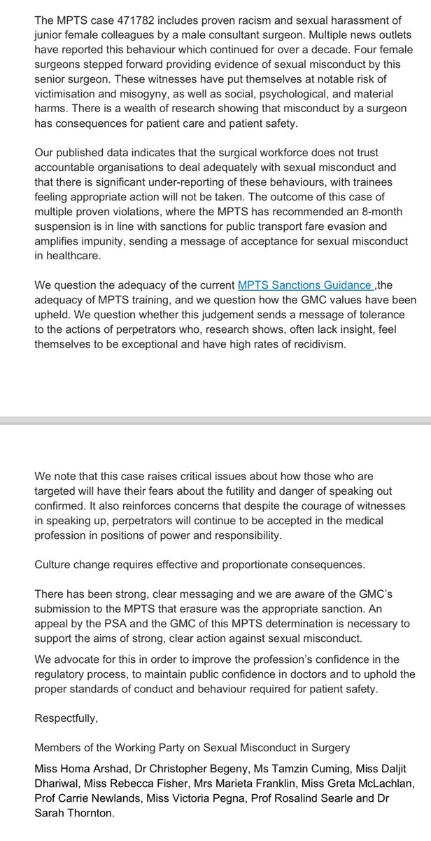 We fail to understand the suspension of surgeon James Gilbert for 8 months by the MPTS for &gt;10yrs of proven sexual misconduct. 
We stand with the witnesses in asking the PSA and <a href="/gmcuk/">GMC</a> to appeal the MPTS ruling. Please share