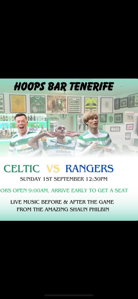 Celtic fans in Tenerife , Hoops Bar is the place to be this weekend 
The Glasgow Derby weekend HH 🍀