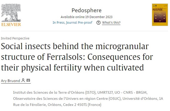 Pedosphere1991's tweet photo. #InvitedPerspective "Social #insects behind the microgranular structure of #Ferralsols: Consequences for their physical #fertility when cultivated" by Prof. Dr. Ary Bruand @AryBruand of Université d’Orléans @Univ_Orleans.
👉Link: https://t.co/cDmImX2SIW
#SoilScience https://t.co/PEu2mnBsYv