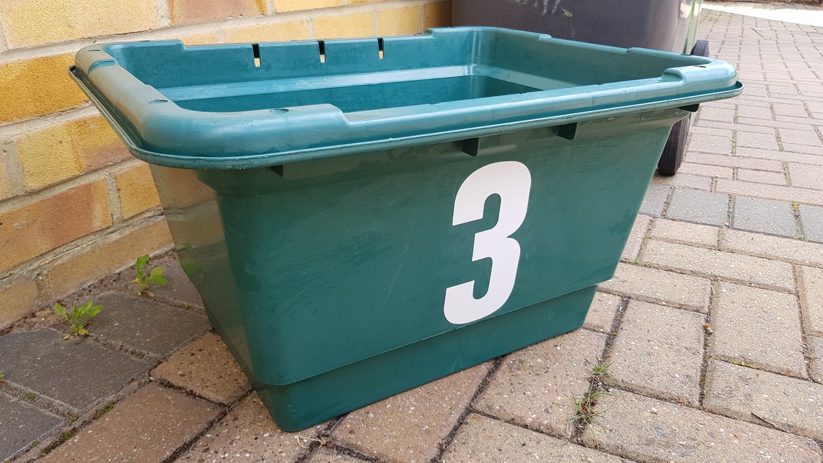 If you regularly have lots of glass recycling you can collect a FREE new or additional kerbside glass box from our offices between 8.30am and 4.30pm Mon to Fri. You can also buy a 140l glass bin for £40 by calling 01256 844844.