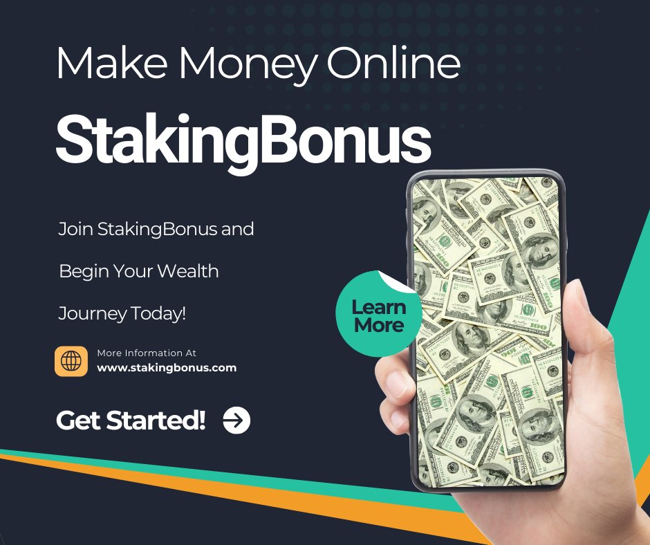 stakingbxbsijqv's tweet photo. StakingBonus is the way to get easy money! 🏆 Sign up is simple, and you get a bonus to start. Enjoy all the good things about staking crypto. Start making extra cash now! 💹 #StakingBonus #EasyMoney #CryptoGoodies #SimpleSignUp #EarnMore https://t.co/RdYKKgTAdh