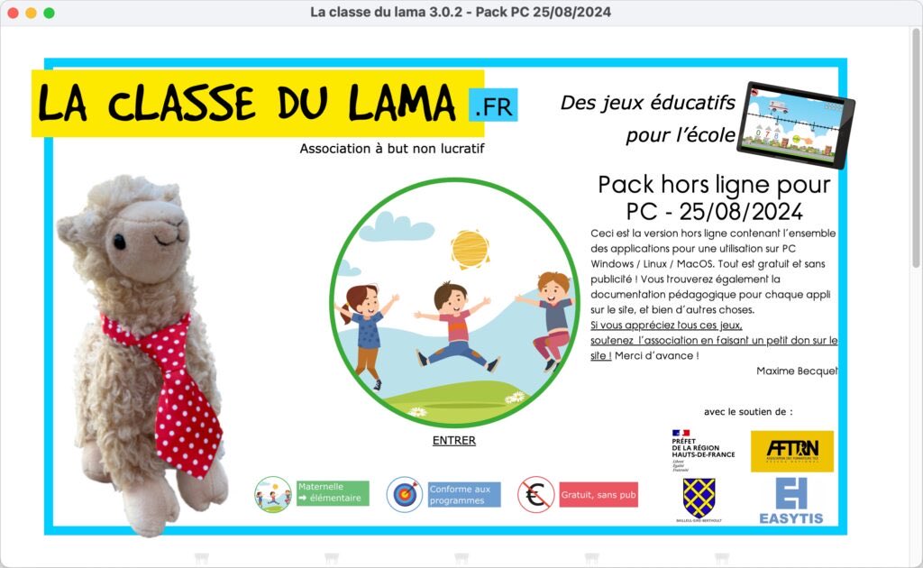 MaximeBECQUET's tweet photo. ‼️Téléchargez le nouveau pack PC du lama pour profiter d’une quarantaine de jeux pédagogiques sans connexion internet dans la classe ! 

🙏aux donateurs, @AftrnTice @Easytis DRAJES HDF et Bailleul-Sire-Berthoult 

https://t.co/fmDR4bYvwK https://t.co/xZUZVOatZP