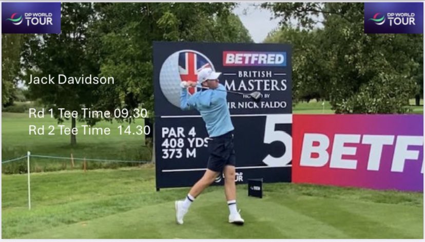 Tee times for <a href="/Jack_davidson12/">Jack Davidson</a> this week at the #BritishMasters 

<a href="/LancerScottLtd/">Lancer Scott Ltd</a> 
<a href="/thecavershamrgc/">The Caversham</a> 
<a href="/TitleistEurope/">Titleist Europe</a>