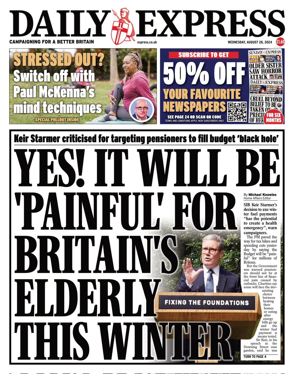 KrisGibson13's tweet photo. Painful for Britain's elderly this winter?
@Keir_Starmer criticised for targeting #pensioners to fill Budget black hole
£181bn already taken from #50sWomen
Many now struggling on #NewStatePension just above #pensioncredit limit
with no #WinterFuelPayment
https://t.co/FTf8X5J0FB https://t.co/hI0pn2IslL