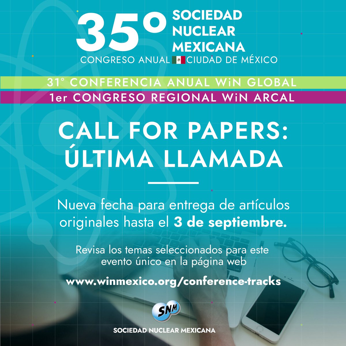 MexicanaNuclear's tweet image. 🚨¡𝗨́𝗟𝗧𝗜𝗠𝗔 𝗢𝗣𝗢𝗥𝗧𝗨𝗡𝗜𝗗𝗔𝗗 𝗣𝗔𝗥𝗔 𝗘𝗡𝗩𝗜𝗔𝗥 𝗧𝗨 𝗔𝗥𝗧𝗜́𝗖𝗨𝗟𝗢 𝗢𝗥𝗜𝗚𝗜𝗡𝗔𝗟! 🚨
𝟯𝟱 𝗖𝗼𝗻𝗴𝗿𝗲𝘀𝗼 𝗔𝗻𝘂𝗮𝗹 𝗦𝗡𝗠 #CDMX 
Revisa tópicos y actividades del congreso en
winmexico.org
#WiNGlobal2024 #NuclearTechnology #Mexico #emPoweringwomen