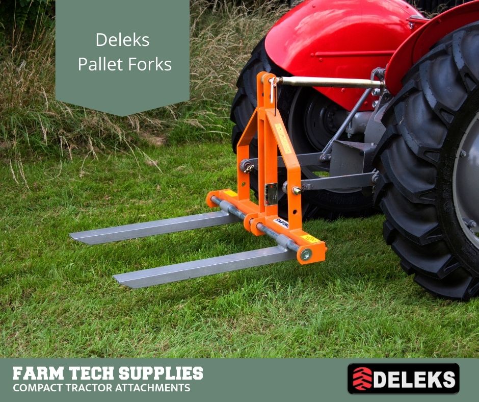 Deleks Pallet Forks are adjustable and foldable for easy transport and storage. Find them here: farmtechsupplies.com/lifting-moving…