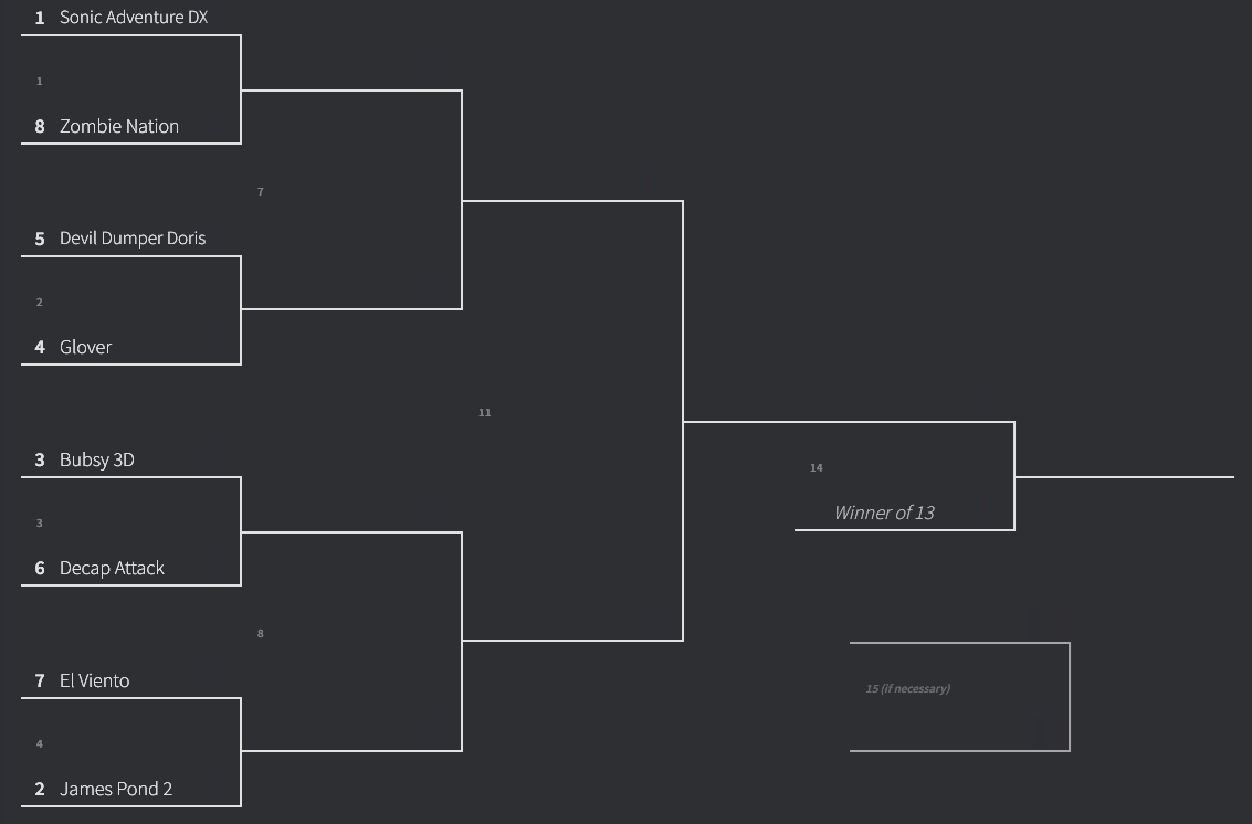 AltazimuthEE's tweet photo. Here's the Viewer Jank Selection bracket! Voting will open during the stream (Friday 30th, 17:30 EDT). https://t.co/ANEPle4w8k