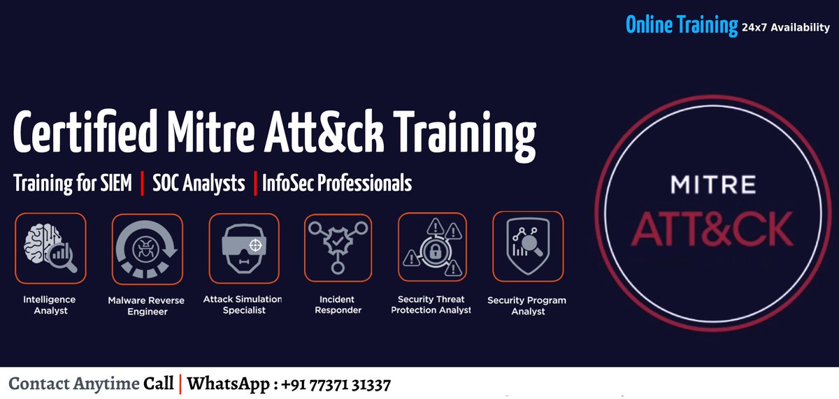 siem_intel's tweet photo. 🛡️ Enhance your cyber defence skills with our Mitre ATT&amp;CK Training! Learn to use ATT&amp;CK Navigator and #MITRE CAR, and get insights on mitigations &amp; detections to protect your organization. #siem

🎓 Gain 15 CPE Credits upon completion!

Questions? Contact us: 📞 +91 77371-31337 https://t.co/LVCRxg6gDF