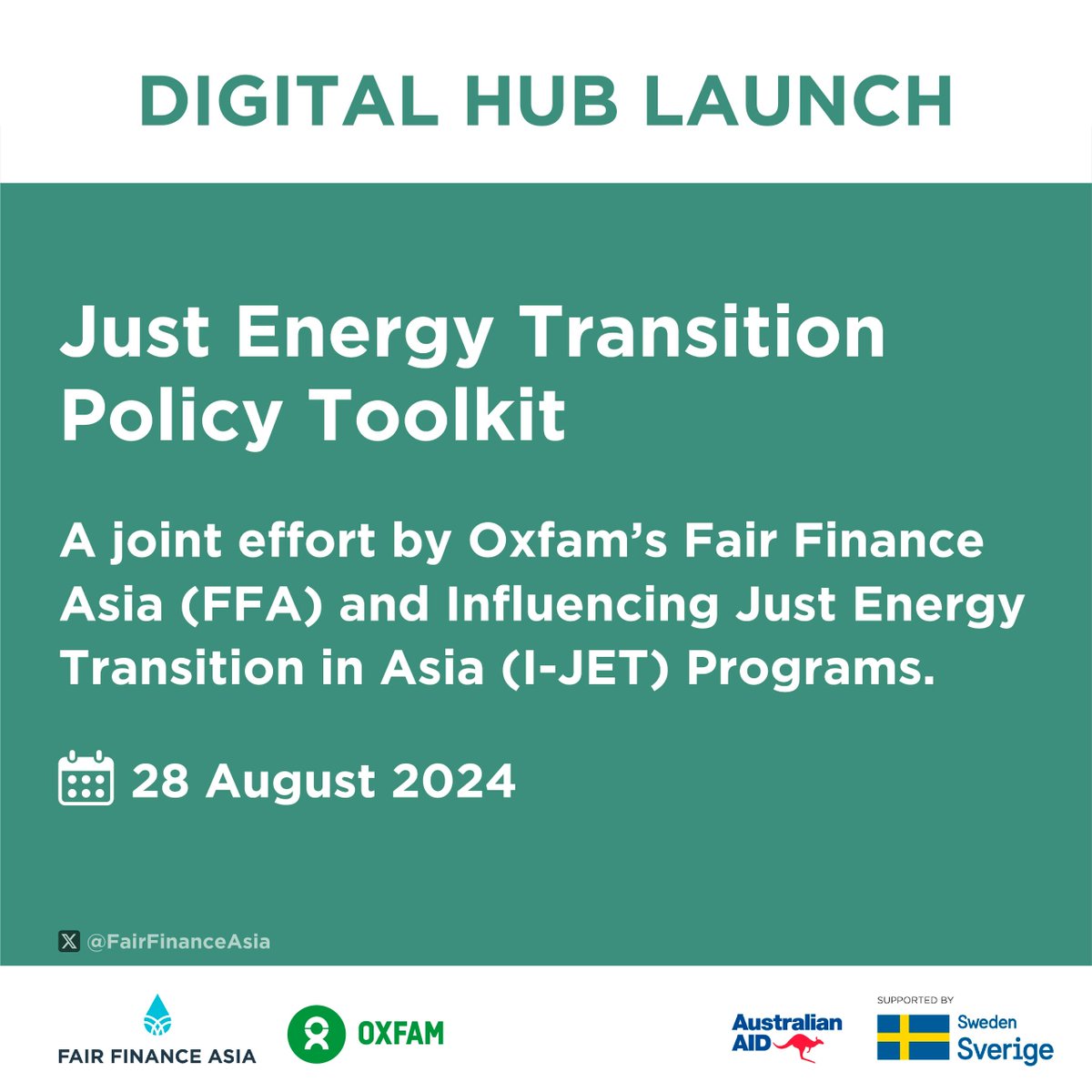 📢 <a href="/Oxfam/">Oxfam International</a>'s FFA and I-JET Programs have launched a new #JustEnergyTransition Policy Toolkit w/resources &amp; recommendations for #financialsector &amp; energy #policymakers #regulators and #CSOs #sustainablefinance. 

Access the toolkit via: bit.ly/JETpolicytoolk…