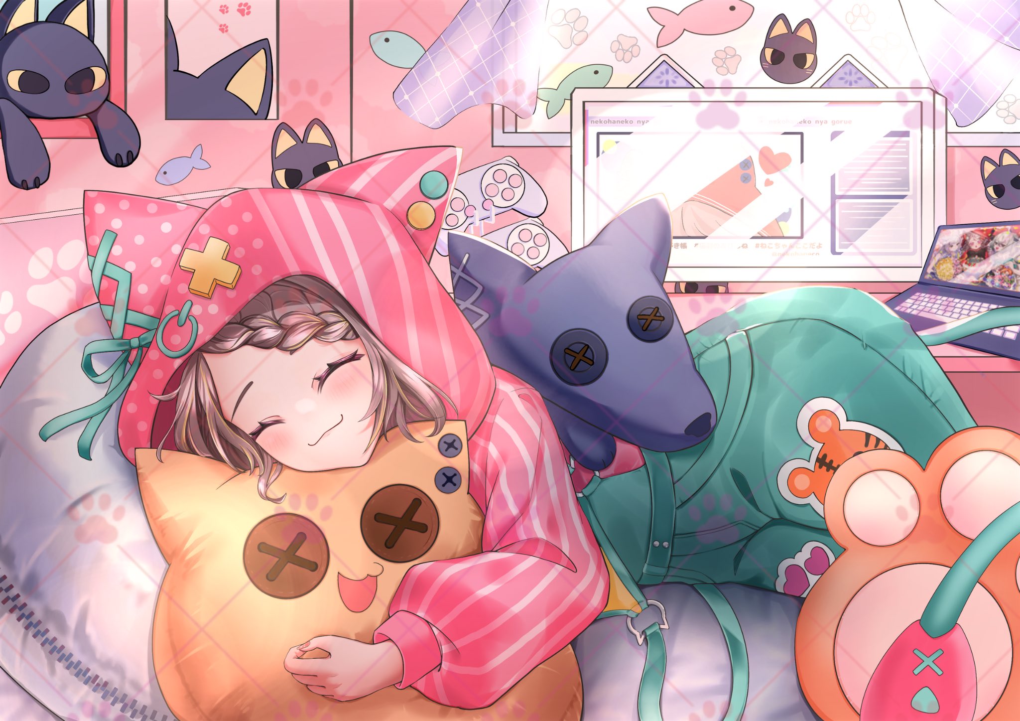 ❤ねこちゃん❤可愛い❤️オ－ロラクォーツ❤ライモナイト❤虹