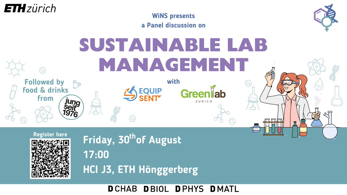 Greenlab_ZH's tweet image. Come along ✨this Friday 30 August✨ to discuss sustainable lab management with us, together with @wins_ethzurich and @EquipSent 

Tips on promoting sustainability in the lab (and a delicious apéro!) are guaranteed 🤝

Register here: bit.ly/3WKD36w

See you there🤗🌱