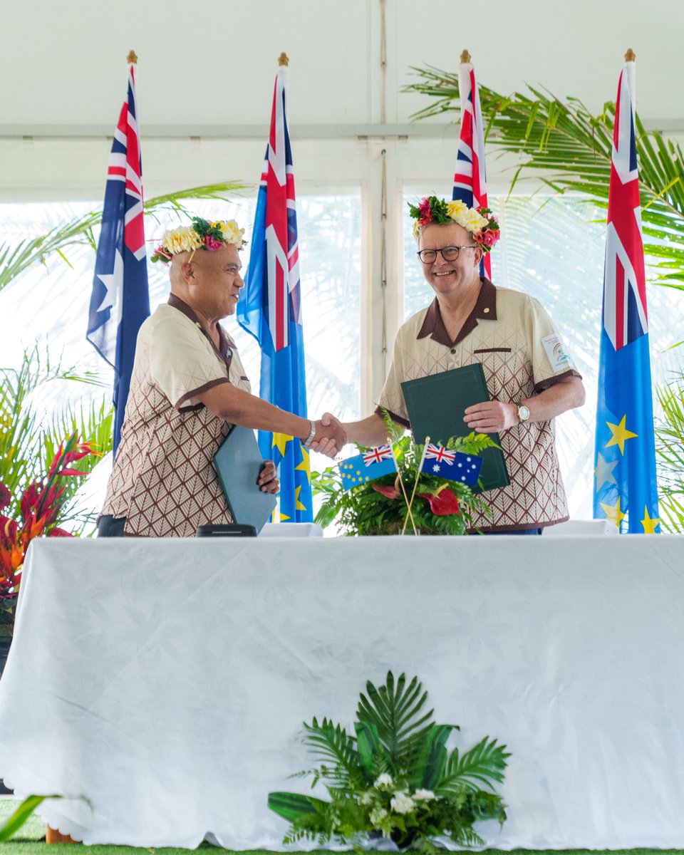 AlboMP's tweet photo. Today is a special day, marking the entry into force of the Australia-Tuvalu Falepili Union. 

It’s a high level diplomatic agreement that brings our two countries closer than ever before. https://t.co/nyB04OVqq5