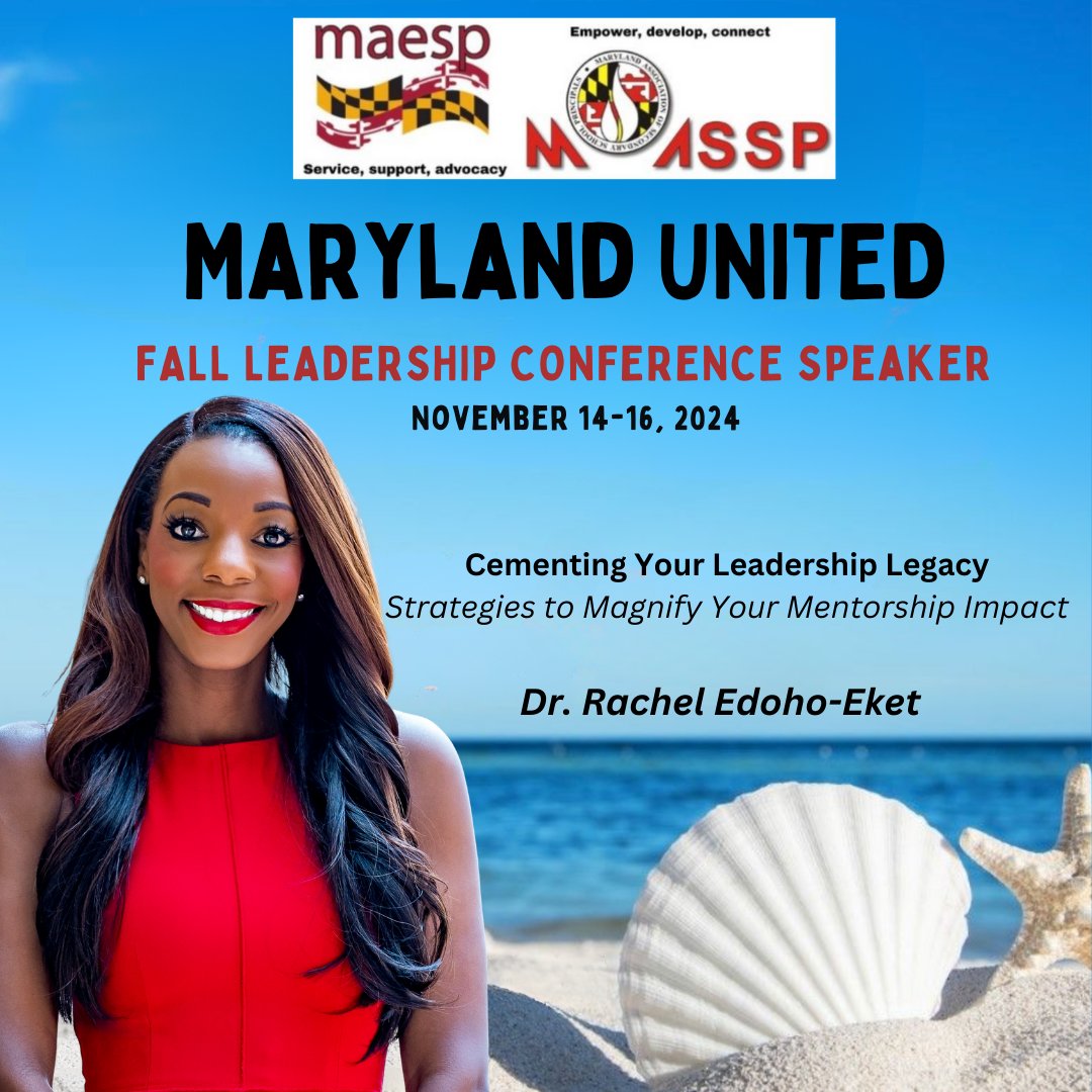 I'm thrilled to be a speaker at the Maryland United Fall Leadership Conference, Nov. 14-16 in Ocean City, MD!

Register by September 1st for early bird rates now: alturl.com/g7767

Come connect &amp; learn with great people! We can't wait to see you soon! 

<a href="/Maespmd/">MAESP</a> 
<a href="/mdmassp/">MASSP</a>
