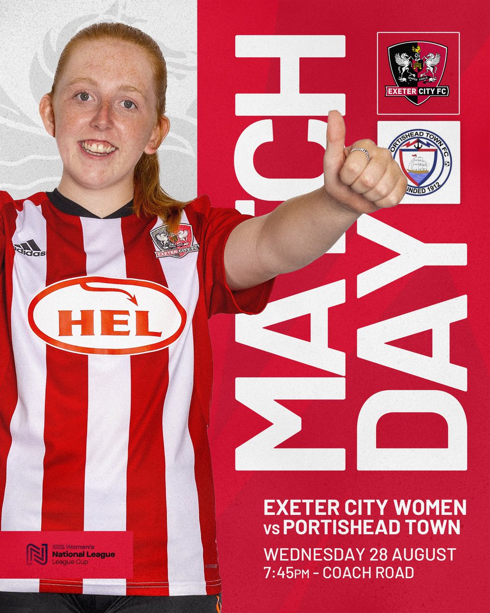 ⚽️ MATCHDAY

👊 Let’s Go!

🆚 <a href="/PTFCLadies/">Portishead Town Ladies FC</a> 
🏟️ Coach Road, Newton Abbot
🕑 7.45pm
🎟 Adults £3/Children £1
🔗 exetercityfc.ktckts.com/brand/womens-m…

🔴⚪️ Up the City!

#ECFC #SemperFidelis