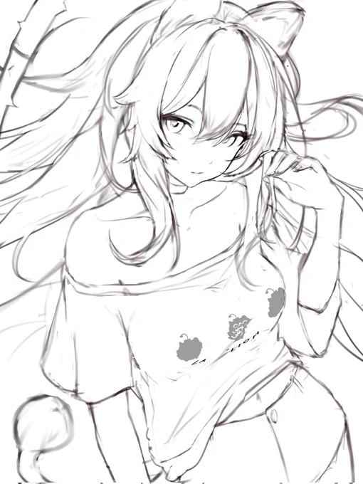 ししろんFAの線画ラフです♌9月8日までに塗り完了予定です。
#ししらーと 