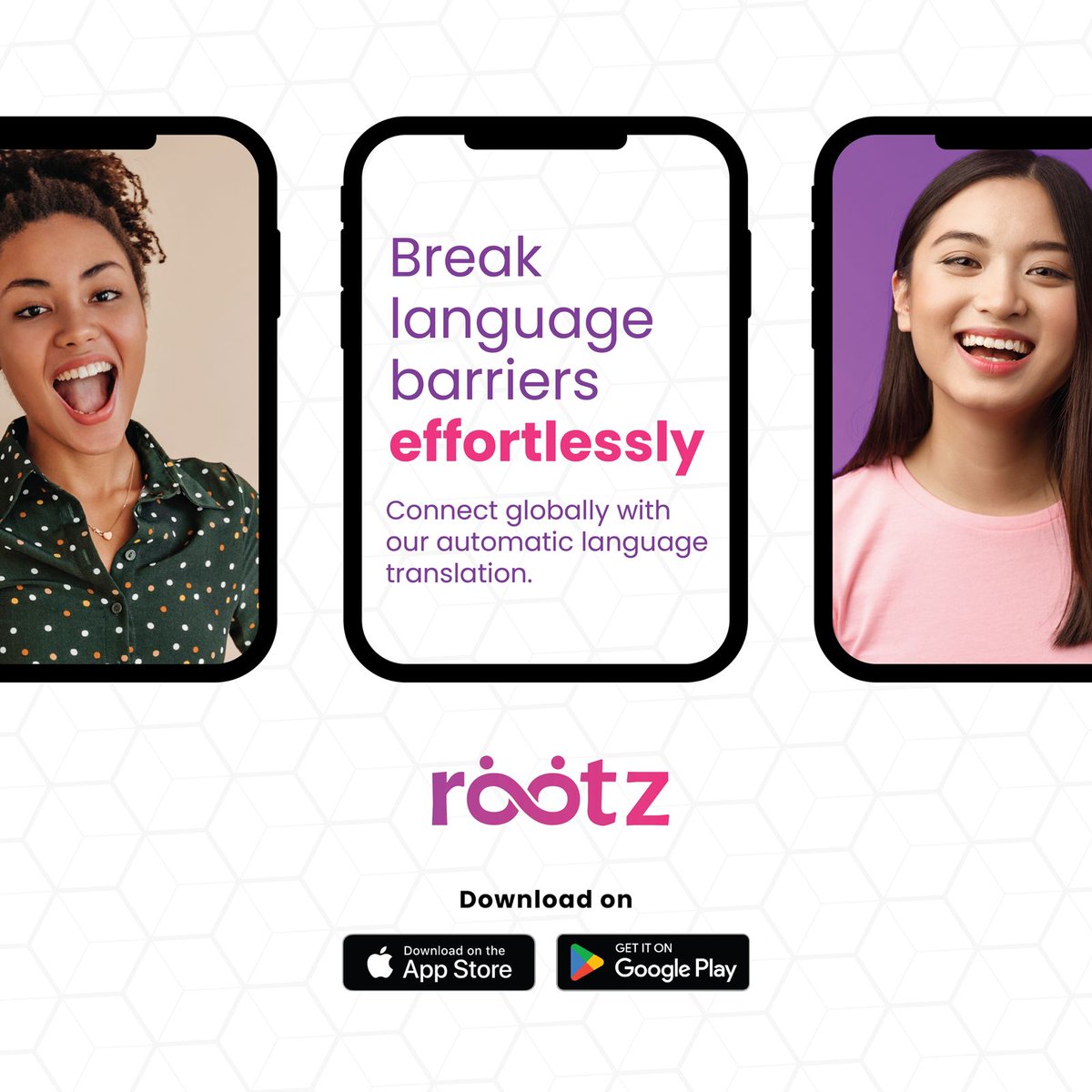 therootzapp's tweet photo. At #Rootz, we believe that communication should have no boundaries. Connect with anyone, anywhere in the world, regardless of the language they speak. 

https://t.co/fNXa6FEqGh

#RootzApp #GlobalConnections #NoLanguageBarrier #ConnectWorldwide #RealTimeTranslation https://t.co/5TICIU2WxU