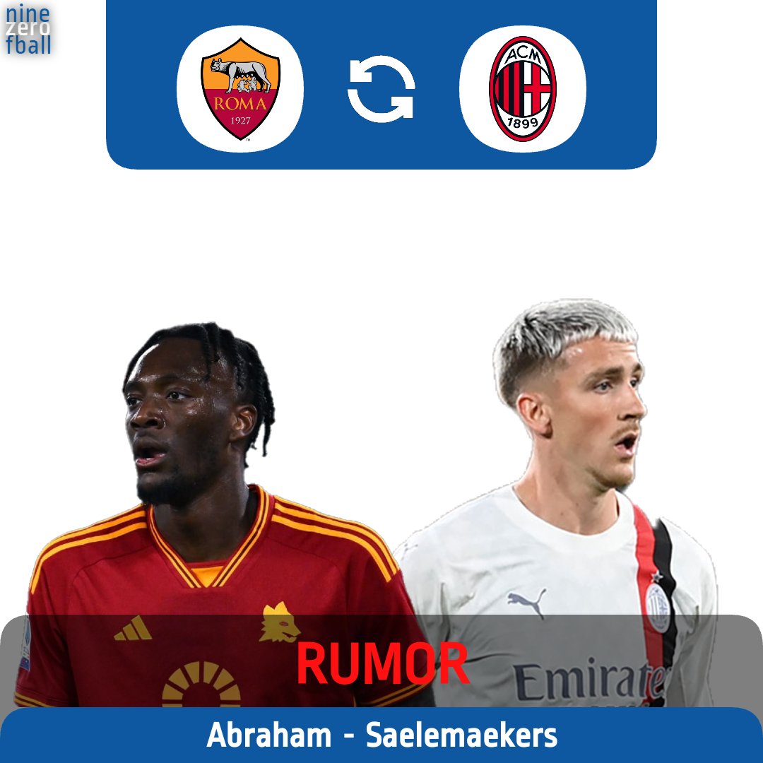 old90fball's tweet photo. 🚨🏴󠁧󠁢󠁥󠁮󠁧󠁿🇧🇪 AC Milan and AS Roma are discussing a swap deal involving Alexis #Saelemaekers and Tammy #Abraham

Roma really appreciate that type of solution

Talks ongoing

[@DiMarzio, @86_longo]
#Milan #ASRoma https://t.co/s4UoNB1m7B