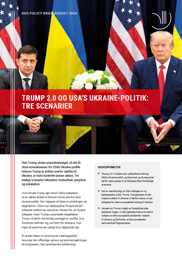 Hvis Trump vinder præsidentvalget, vil det få store konsekvenser for USA’s Ukraine-politik. Seniorforsker <a href="/RSSondergaard/">Rasmus Søndergaard</a>  opruller tre scenarier for, hvad Trump 2.0 kan betyde for Ukraine-krigen.
Eskalation
Fredsaftale
eller...???
Læs med her 👉 diis.dk/publikationer/…