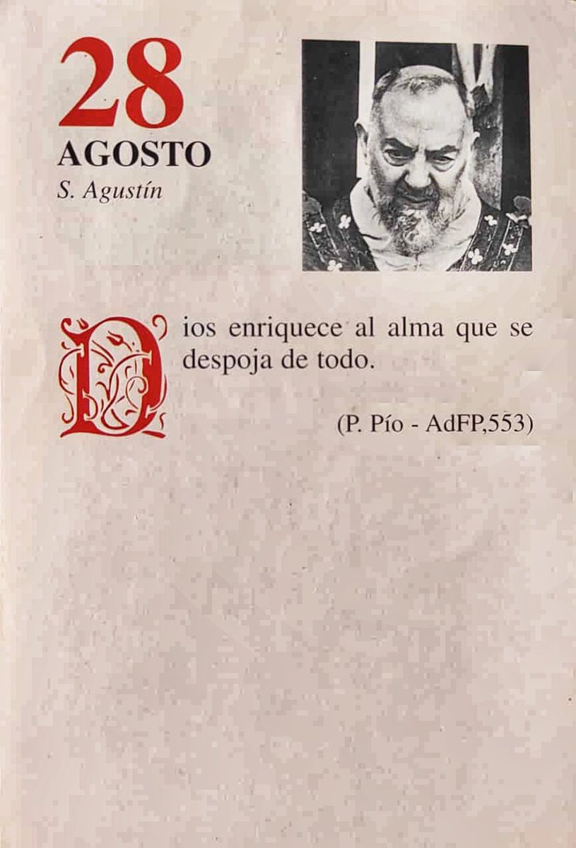 SanPadrePioPiet's tweet photo. ¡Feliz Miércoles 28 de Agosto! 

“Dios enriquece al alma que se despoja de todo.” https://t.co/tVZv1paaJa