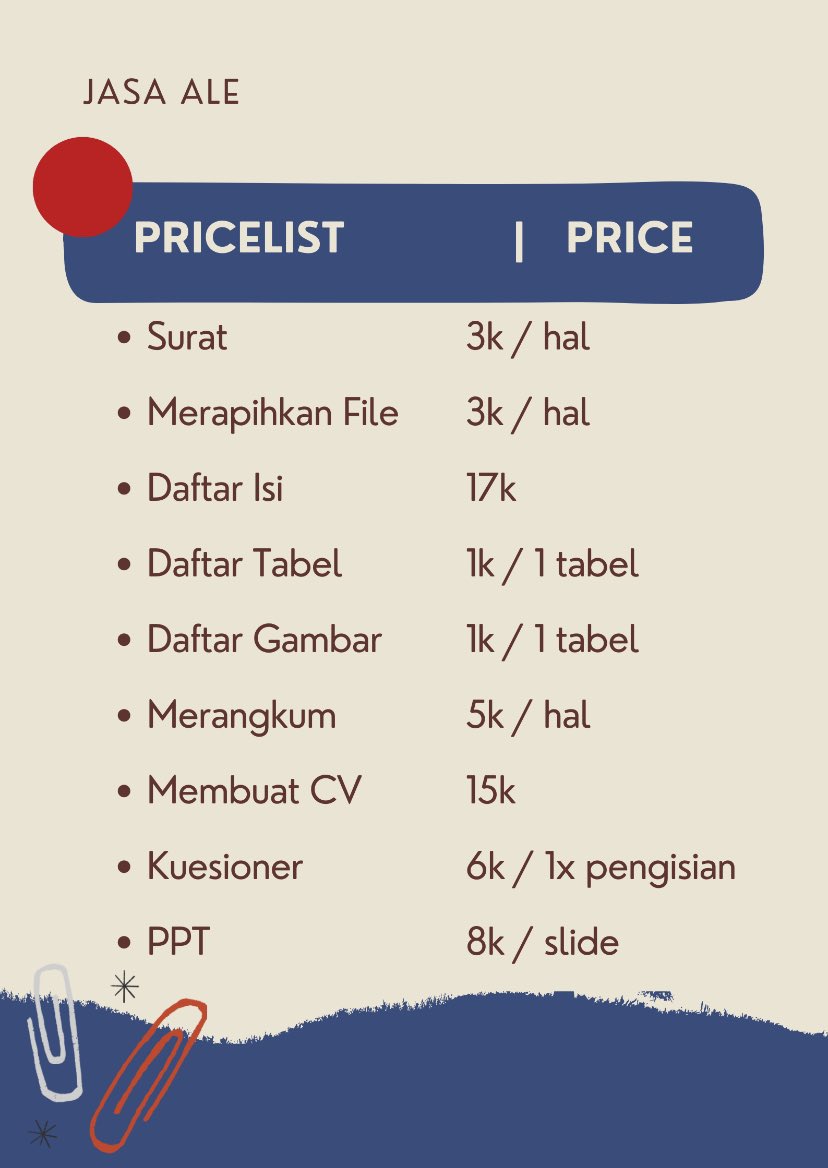 haloo aku nyediain joki tugas dan joki ketik &amp; tulis. aku fresh graduates jadi dijamin pengerjaan ga asal-asalan dan fee negotiable!! ─★ 
yu kirim ajaa detail tugasnya ke WA yang ada di bio atau kirim ke dm dan mt after dm ya!
#ZonaBA #zonauang #jokitugas #jasatulis #jokitulis