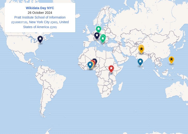 🎉 Check out the new calendar and interactive map for Wikidata birthday events! Find events near you: w.wiki/Aj6G
Want to organize your own? Schedule it here: w.wiki/B2qc
Need financial support? Apply for a microgrant by Sep 1st: w.wiki/Aj6L