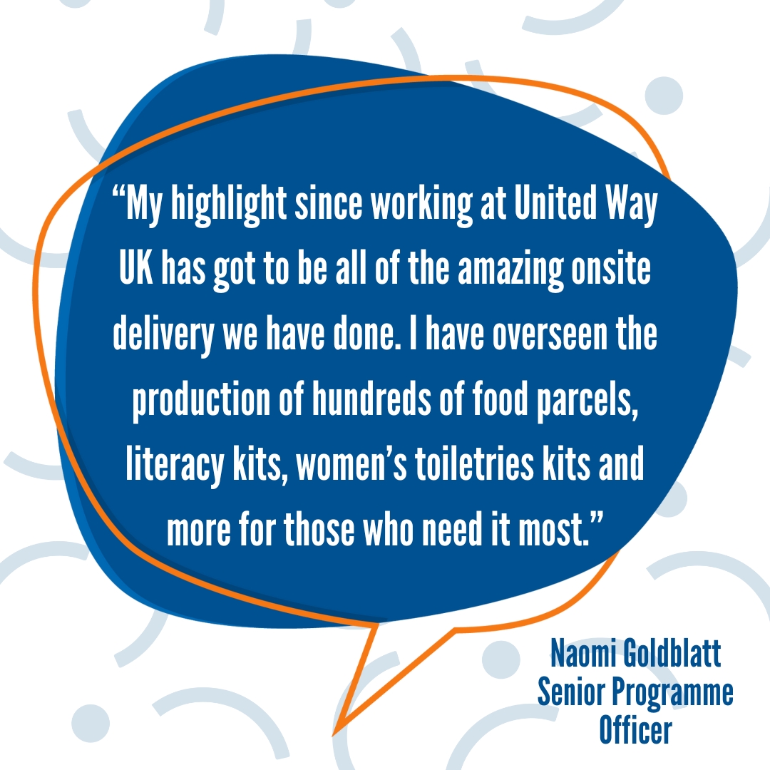 UnitedWayUK's tweet image. Congratulations to our Senior Programme Officer, Naomi Goldblatt, on her 1-year workaversary 🎉🌟  Swipe to check out her favourite moment working at United Way UK 👉 #LiveUnited #JoinOurMovement #Workaversary