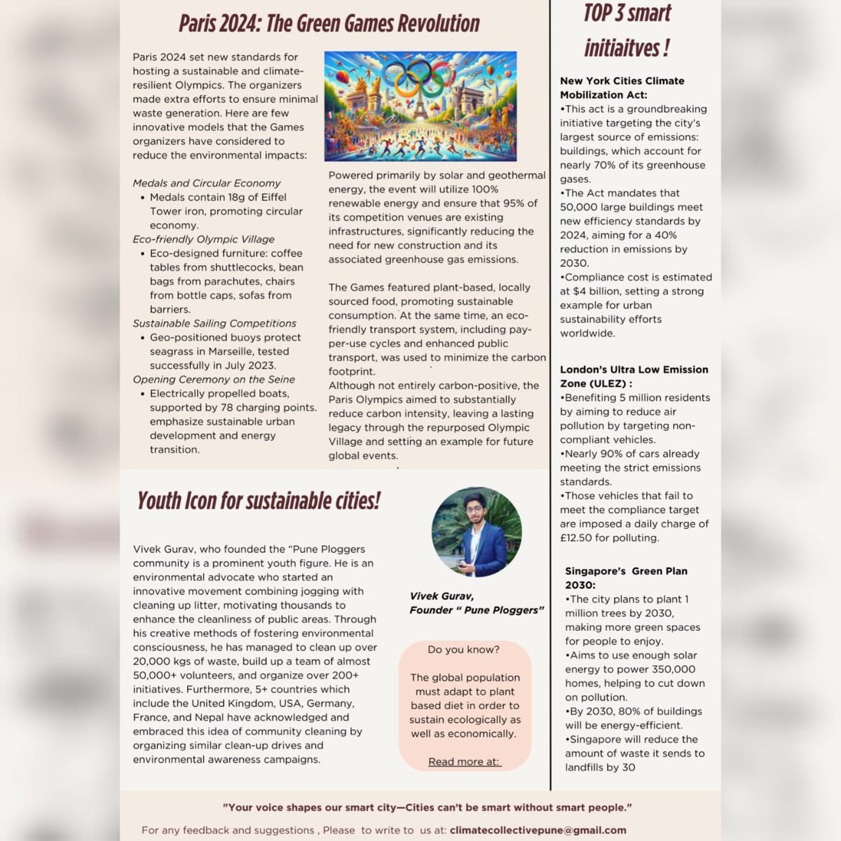 Climate Collective Pune (@puneclic) on Twitter photo 🌍🚨 Excited to share the July 2024 edition of our revived monthly bulletin, Global Warning: An Alarm With No Bells! 🎉 This issue is all about ‘Sustainable and Climate-Resilient Cities Globally.’ 🌿✨ 
#sustainable #GlobalWarming #greenolympics 🌍🚨 Excited to share the July 2024 edition of our revived monthly bulletin, Global Warning: An Alarm With No Bells! 🎉 This issue is all about ‘Sustainable and Climate-Resilient Cities Globally.’ 🌿✨ 
#sustainable #GlobalWarming #greenolympics