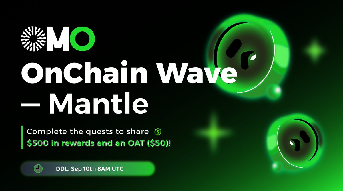 OMOCommunity_'s tweet photo. 🚀 Ready for the OMO OnChain Wave? 🌊 Dive into our Mantle Eco Giveaway to share  the $500 USDT prize pool and grab an OAT by completing simple quests.👇

✅ Swap $100+ on Mantle via #OMOSwap: https://t.co/bjAV19Vf0u
✅ Follow @OMOSwapx, @0xMantle, and @Agnidex 
✅ Retweet the event tweet

✨Rewards entrance:https://t.co/Eo19OEDzIi