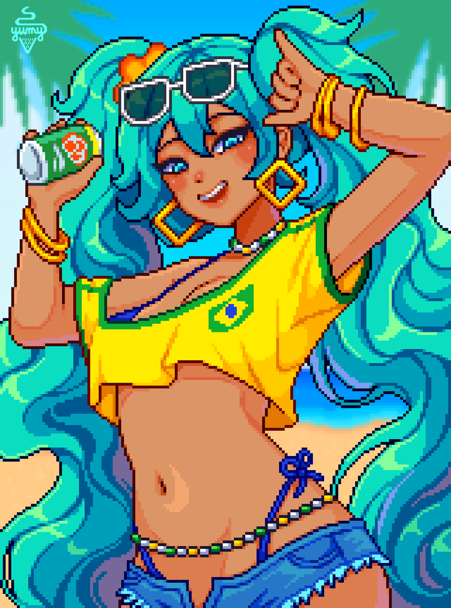 Yummykon's tweet photo. Brazilian Miku 🇧🇷 💚💛✨ https://t.co/xP1v84BJU0