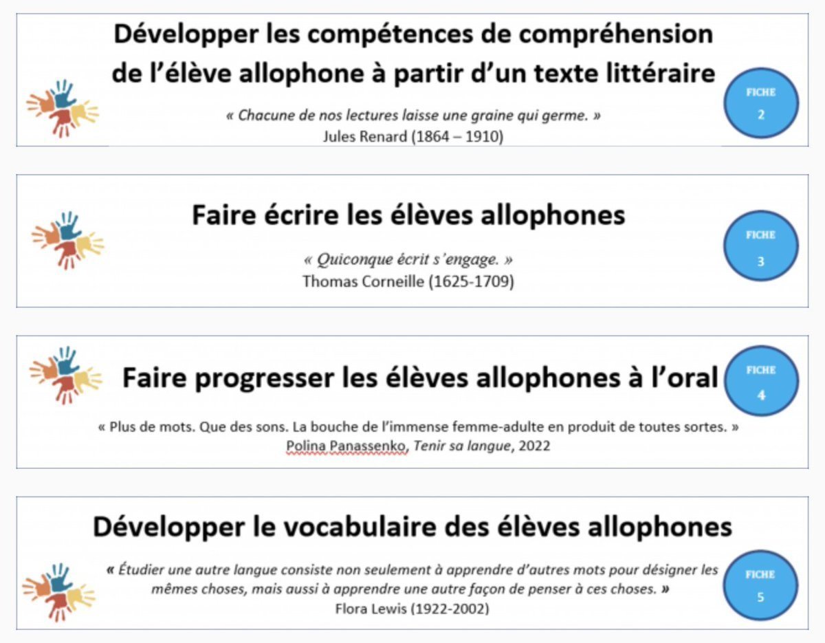 💬 [GT #Allophonie] Faire progresser les élèves #allophones en classe ordinaire de français -  lettres.ac-versailles.fr/spip.php?artic…

📌 Des ressources pédagogiques pour aider les professeurs à adapter leur enseignement et leurs gestes professionnels aux élèves allophones en Français.