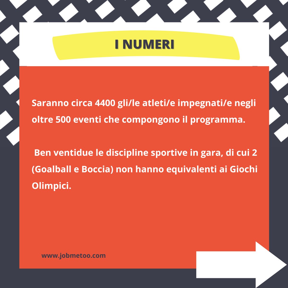 jobmetoo's tweet photo. Paralimpiadi al via: si apre oggi ufficialmente a Parigi la 17esima edizione della più importante manifestazione dedicata agli sportivi con disabilità.

Scopri alcune curiosità sulla kermesse.

#paralimpiadi #parigi #disabilità https://t.co/iflwlYWCvL
