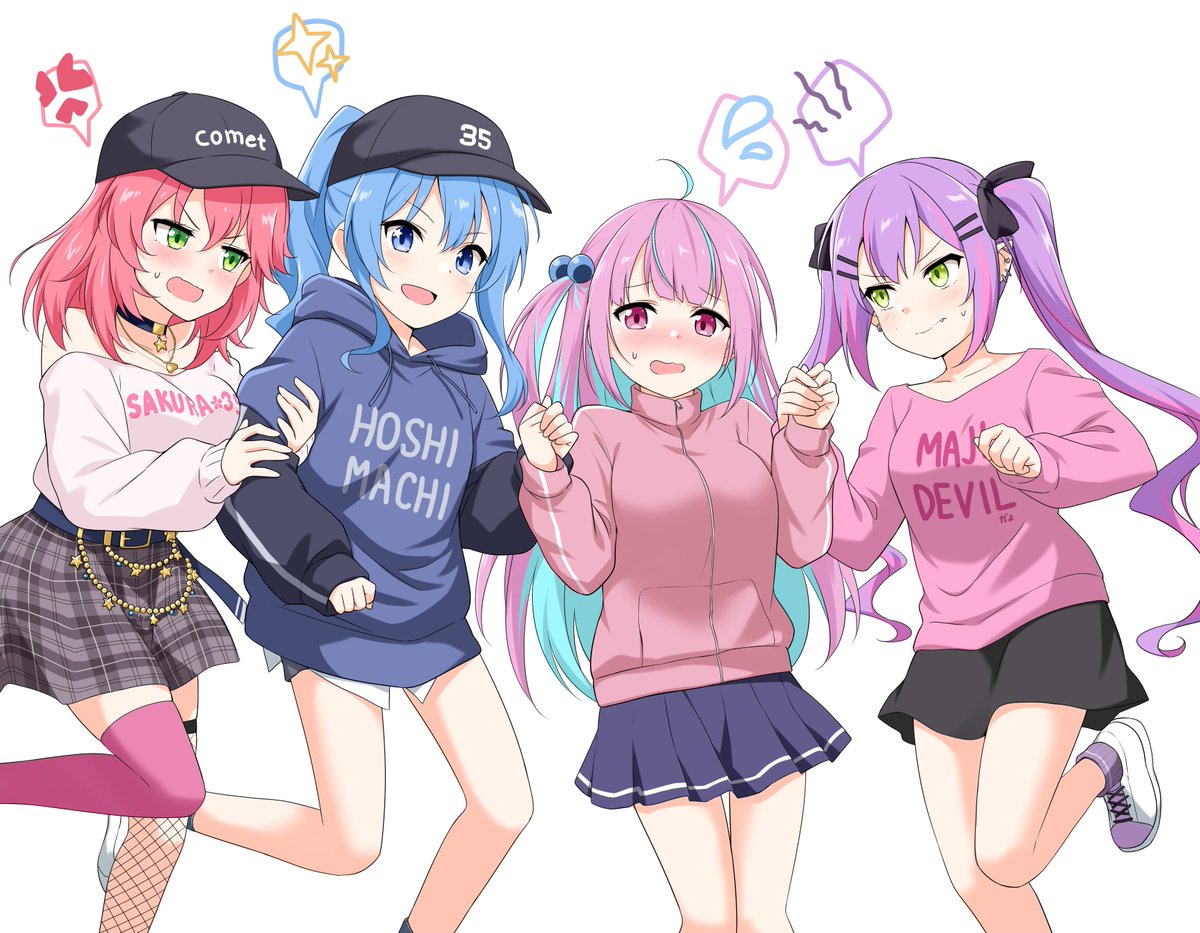 星街すいせい ,湊あくあ ,さくらみこ ,常闇トワ 「一人から一緒に 」|フェルティアのイラスト