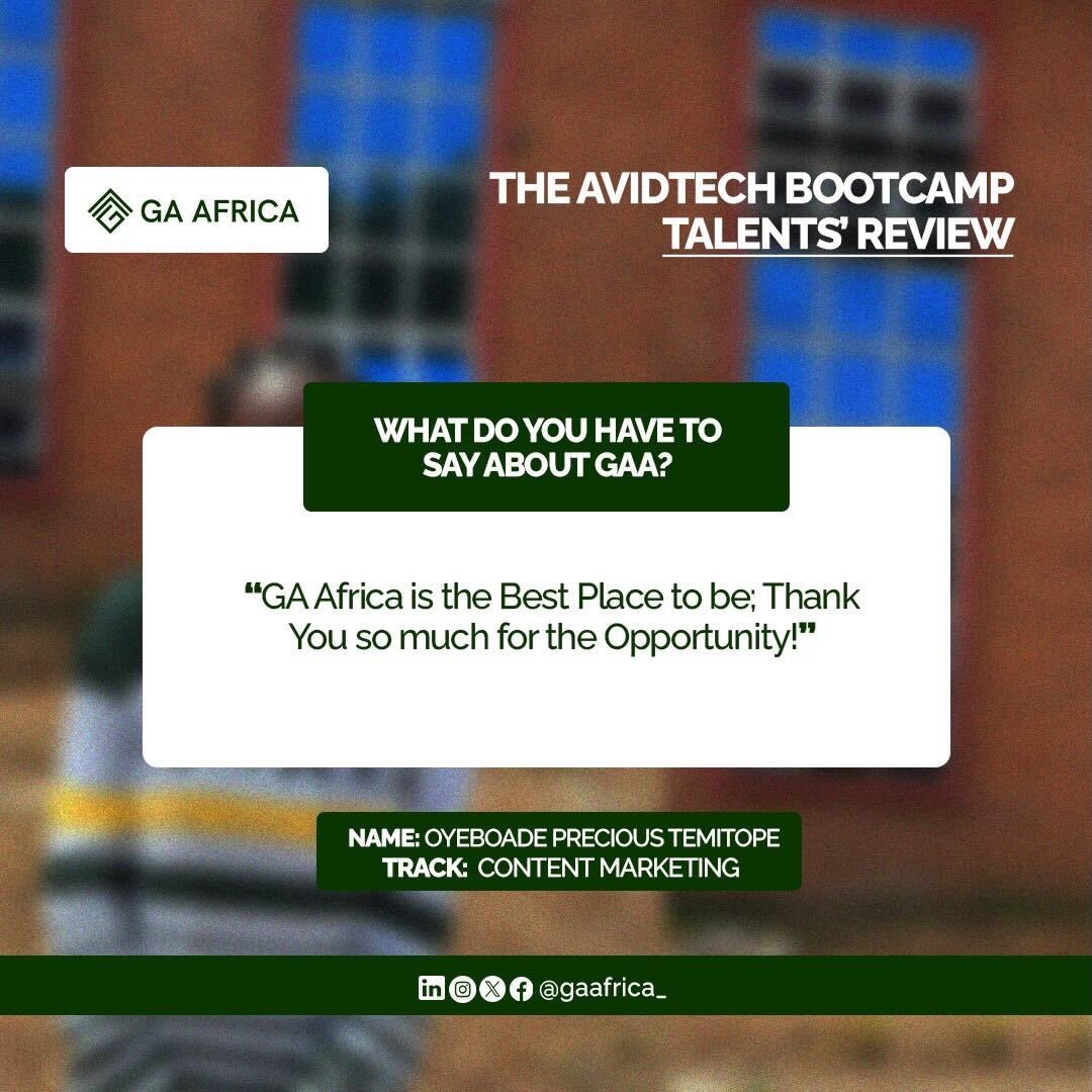 GAAfrica_'s tweet image. We’re incredibly proud of their hard work and dedication, and can’t wait to see them make their mark in the industry. 🧑‍💻 👩‍💻

Congratulations to every talent in this wonderful bootcamp🥳🥳🥳!

#technology #bootcamp #avidtech #education #uiux #contentmarketing #projectmanagement