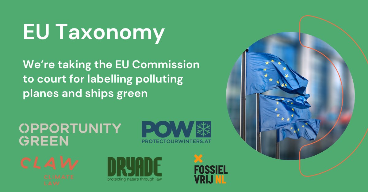 Opportunity Green (@opp_green) on Twitter photo 📣 📣 TODAY: We're taking the <a href="/EU_Commission/">European Commission</a> to court!
⚖️ We’re proud to join a coalition of NGOs taking legal action against the EU Commission for its decision to include polluting planes and ships in the EU Taxonomy.
opportunitygreen.org/press-release-…
🧵1/6 📣 📣 TODAY: We're taking the <a href="/EU_Commission/">European Commission</a> to court!
⚖️ We’re proud to join a coalition of NGOs taking legal action against the EU Commission for its decision to include polluting planes and ships in the EU Taxonomy.
opportunitygreen.org/press-release-…
🧵1/6