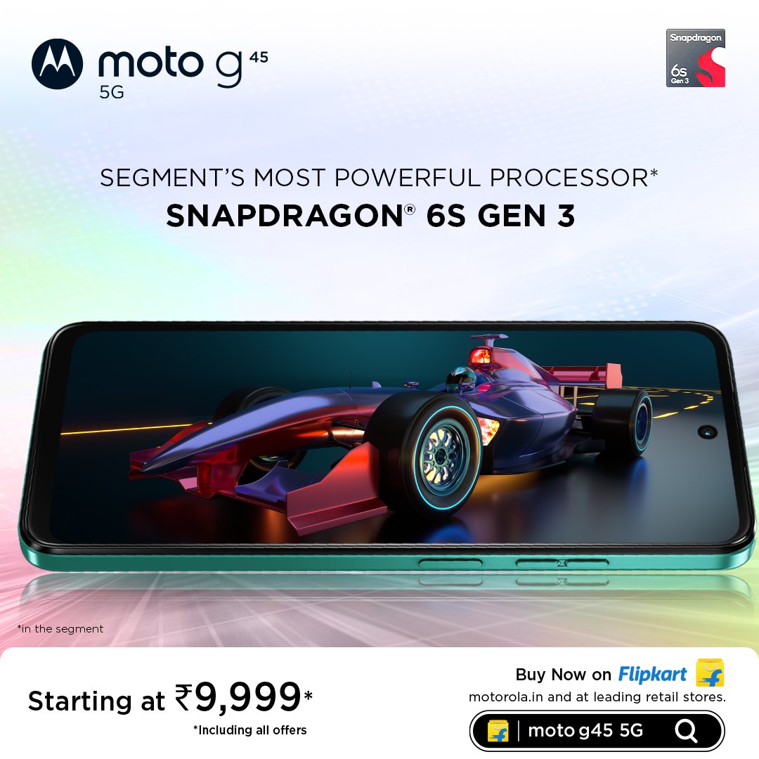 motorolaindia's tweet photo. 🔥 Feel the power of the Snapdragon® 6s Gen 3—
📸Capture every moment in stunning detail with a 50MP camera. Plus, Stand out with a premium design featuring vegan leather.
Buy Now on @Flipkart, https://t.co/azcEfy2uaW, and at leading retail stores. Starting at ₹9,999*/ #FastNWow https://t.co/nqVcUd7Wbn