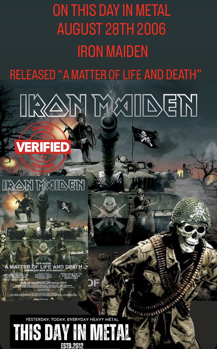 ThisDayInMETAL's tweet image. Aug 28th 2006 #IronMaiden released the album "A Matter Of Life And Death" #DifferentWorld #ThePilgrim #TheLongestDay #TheLegacy #HeavyMetal 

Did you know...
It was the first album in Iron Maiden's career to enter the US #Billboard charts in the top 10.