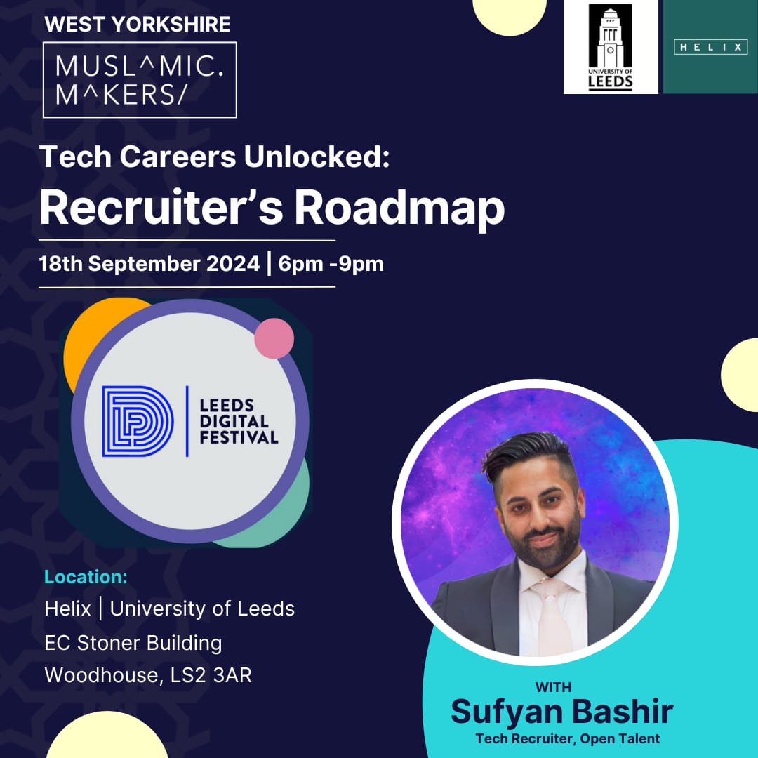 MuslamicMakers's tweet photo. Join us on 18th September at @LeedsDigiFest for an exclusive session designed to guide you through every step of your tech job search journey—from crafting standout applications to acing interviews. 

Register 👉https://t.co/gH4NmfdONr
#LDF24 https://t.co/zNkwPcakiE