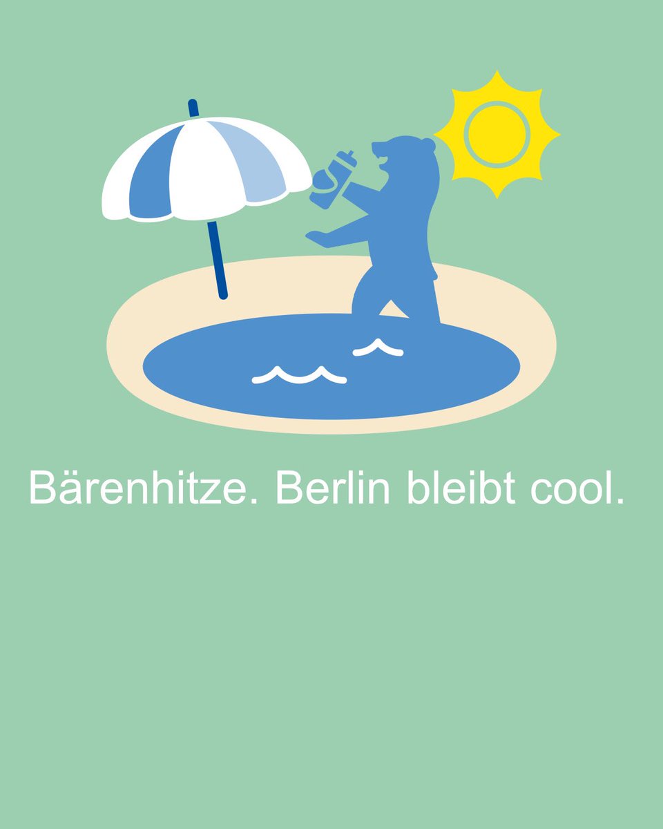 Es wird nochmal richtig heiß. Auf berlin.de/baerenhitze gibt es bärenstarke Infos &amp; Tipps rund um das Thema gesundheitlicher #Hitzeschutz:

👉 Kühle Räume
👉 Frischekarte
👉 Bezirksaktionen
👉 Badegewässer
👉 #Hitze-Tipps

Bärenhitze? Berlin bleibt cool!