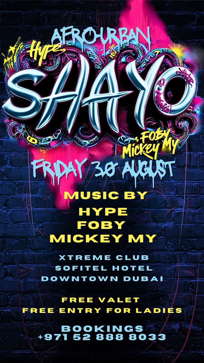 FobyTheDJ's tweet photo. Shayo Fridays is coming to @xtremeloungedubai Friday 30th of August✨
📍 @xtremeloungedubai  Sheikh Zayed Rd - Downtown Sofitel -Dubai
🎶 Afro-Urban Music
🎧 @djmc.hype @djfobyofficial @djmickeymydxb 
⏰ 10:00PM Until Late
📌Free Entry For All &amp; Free Valet Parking 🅿️ https://t.co/lHqgBaQyrT