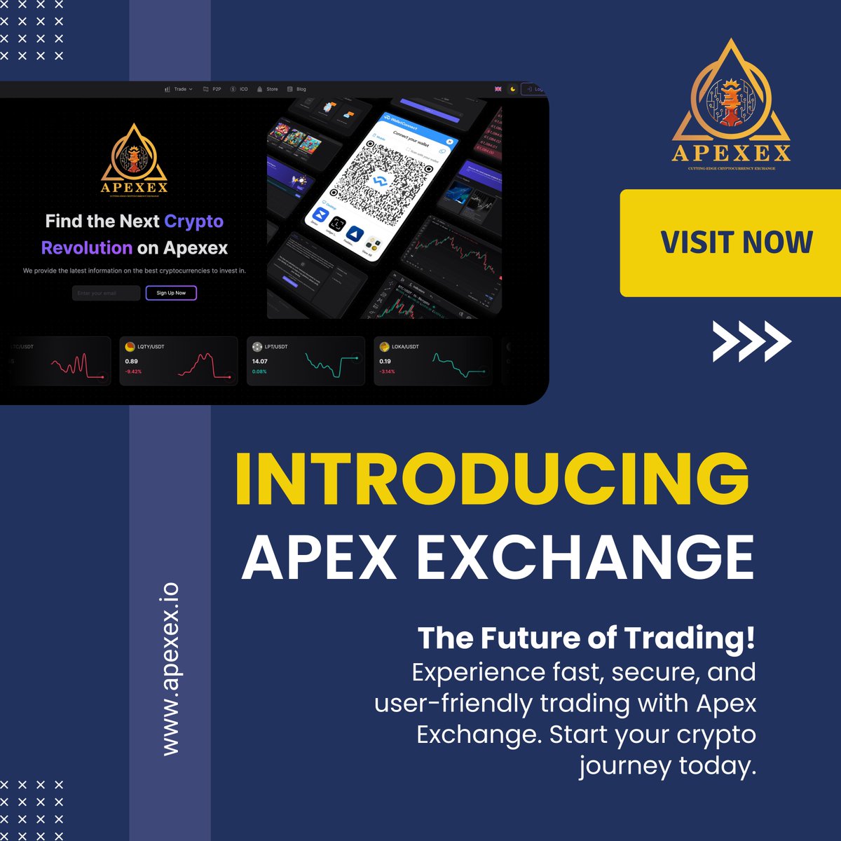 ApexTokenltd's tweet photo. Experience lightning-fast, secure, and intuitive trading like never before. Start your crypto journey today with Apex Exchange, where innovation meets reliability.
#ApexExchange #CryptoTrading #TradeSmart https://t.co/jlJomUSqTP