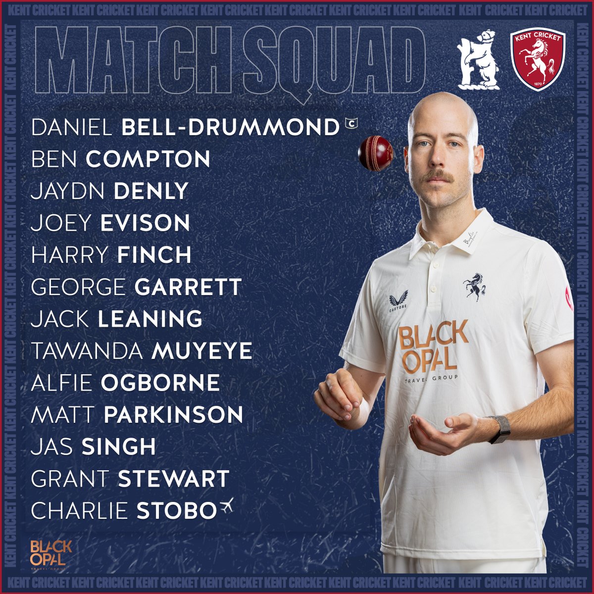 KentCricket's tweet photo. 📝 Charlie Stobo &amp; Jaydn Denly return to our @CountyChamp squad for our away trip to Warwickshire

Akeem Jordan picked up a side strain vs. Worcestershire &amp; is being monitored by the Club's medical team

ℹ️ Find out more info via our Match Preview: https://t.co/3LxPIOMoVb https://t.co/reCwtC3VRP