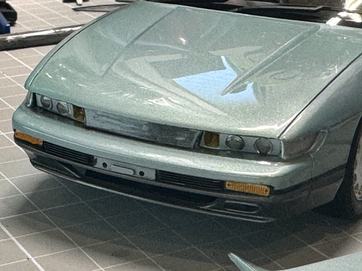 puramonozikan's tweet image. 黒も入れていよいよオーラスのS13！
3Dで自作したリフレクターもリングやフォグも再現できて大満足だ〜😍
#plasticmodel 
#TAMIYA 
#silvia 
#S13