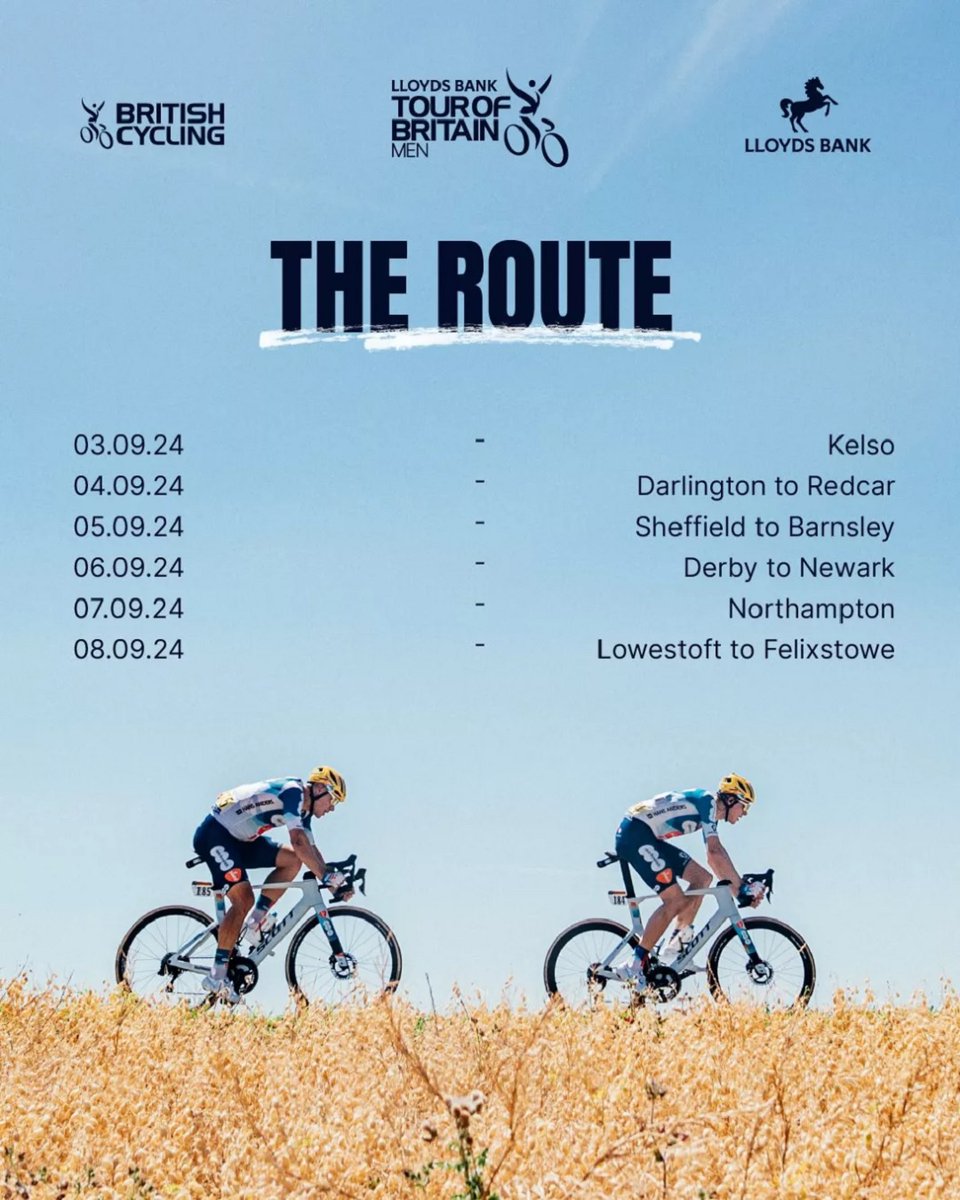 VisitDerby's tweet photo. 🚴‍♂️The Tour of Britain 2024 is coming to Derby! 
📍@derby_arena
📆 6 Sep (11am)
Get ready as the East Midlands prepares to host a stage start of Britain’s biggest professional cycle race, from Derby to Newark-on-Trent ⬇
https://t.co/86yfVWuwkC
#DerbyUK #TourOfBritain #Stage4 https://t.co/wDXKFeHV9E