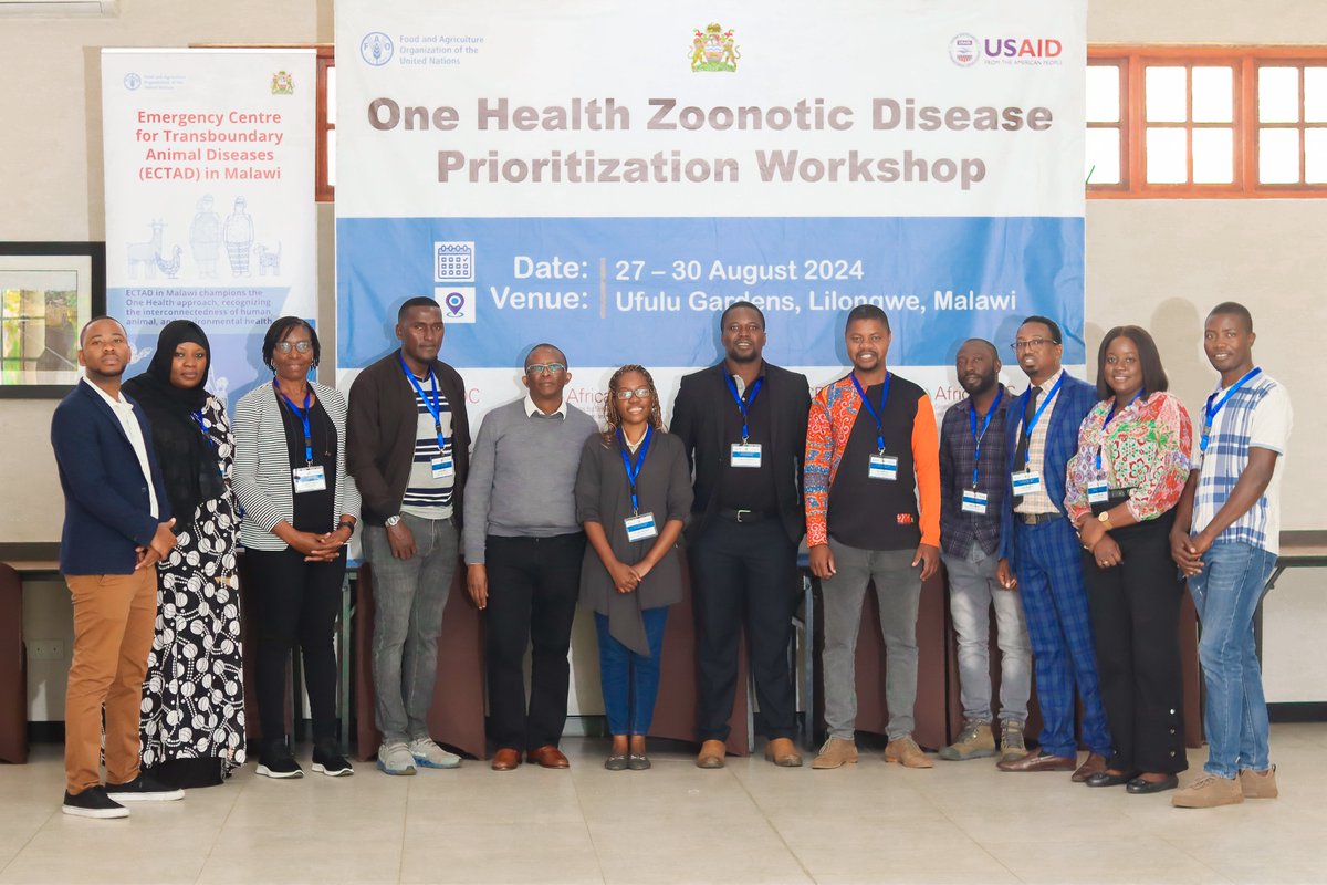 FAOMalawi's tweet photo. Bringing together expertise from Malawi's #OneHealth sectors, alongside partners from Africa CDC and FAO. Facilitators sharpening their skills for Zoonotic disease prioritization sessions. #Collaborating for a healthier future! #FAO #AfricanCDC #USAID https://t.co/hXVfScqAx8