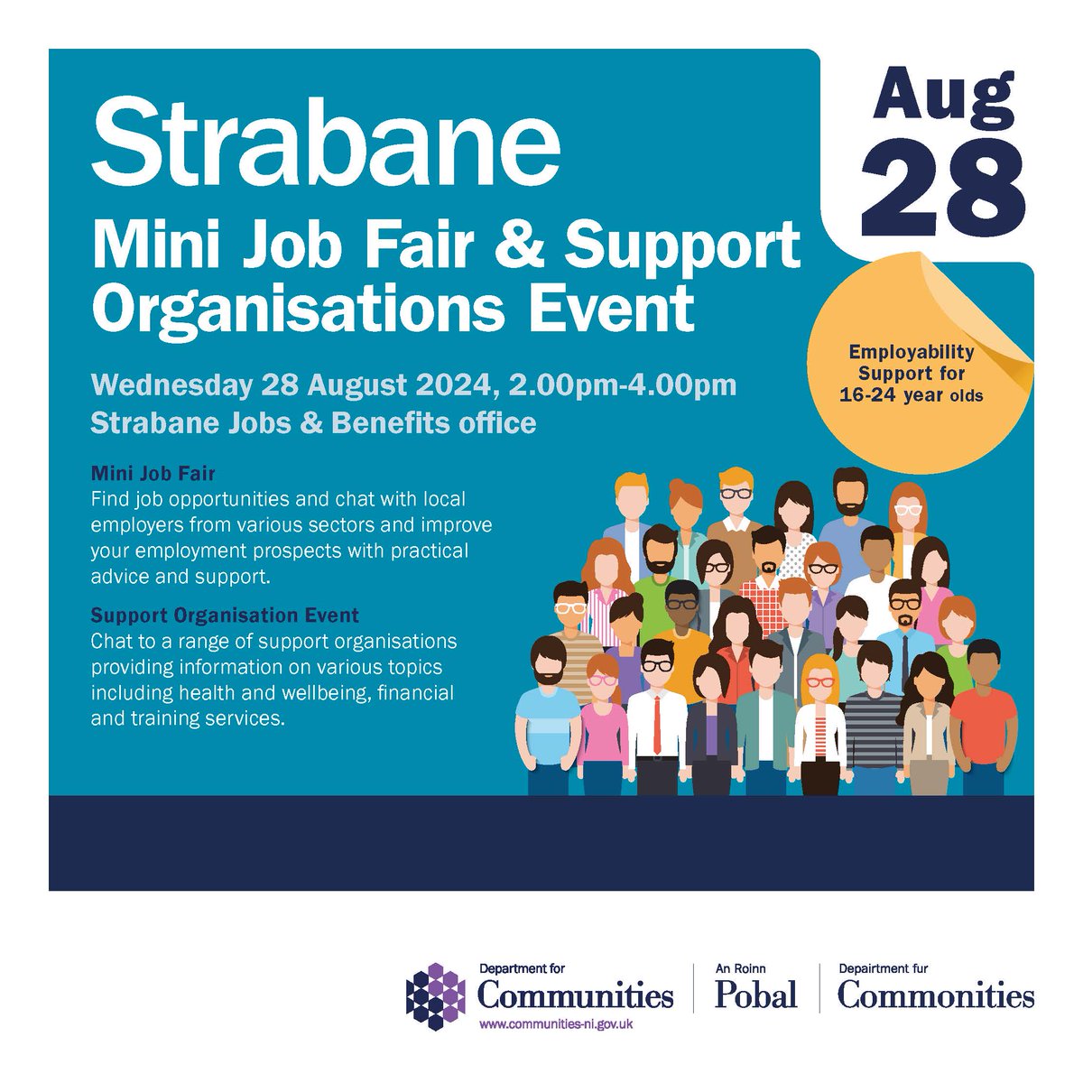 Come and join us at the careers fair in Strabane.  Hear about the live vacancies we have in primary care.

Meet some of the primary care team who will be here to answer any questions and tell you about what its like to work in a fast dynamic team.

Look forward to seeing you