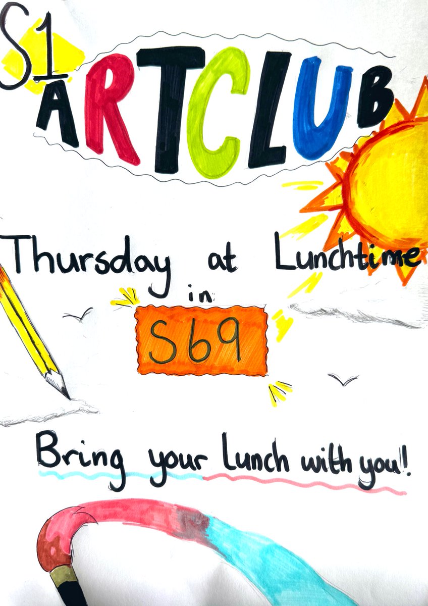 design_ehs's tweet image. Great work from Maisie in S2 letting our new S1 students know all about Art Club!! Come along Thursday lunchtime to create your own art ideas! Mrs Stewart will be on hand to help you 😃 You can bring your lunch and enjoy some creative freedom, look forward to seeing you all! 🎨🖼️