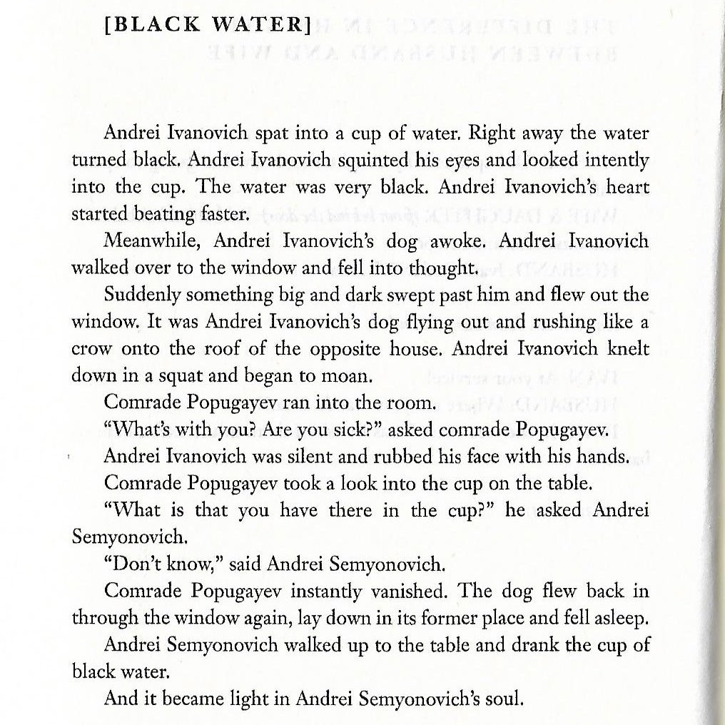 smallestwords's tweet photo. This is my favorite Daniil Kharms piece (translated by Matvei Yankelevich). Absurd but it has its own logic. https://t.co/aVrm4ADarH