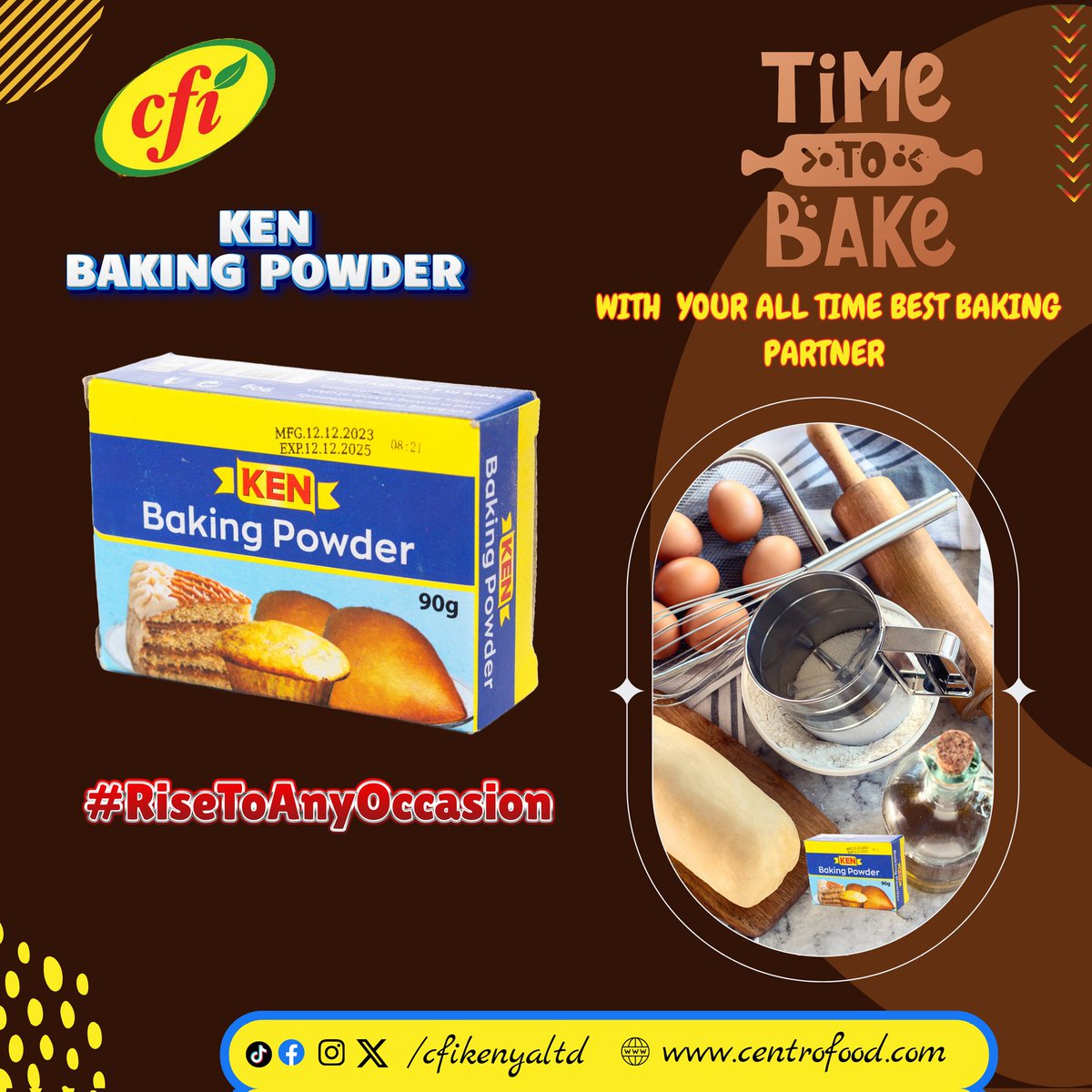 cfi_kenya's tweet image. 🍰🥳Time to bake with the magic touch of KEN Baking Powder! Whether you're crafting a treat for a special moment or simply enjoying your passion for baking, rise to any occasion with your all-time best baking partner 🍽️.

#KENBakingPowder
#RiseToAnyOccasion